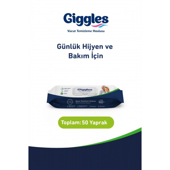 Giggles Vücut Temizleme Havlusu 50'li 1 Paket 50 Havlu